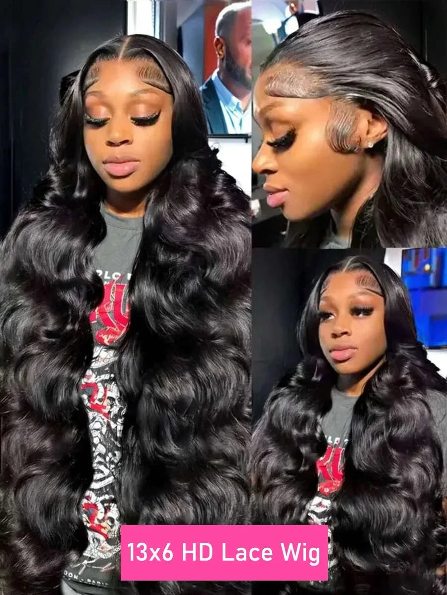 Body Wave HD Lace Wig – Natural Black 13x4 & 13x6 | 180–220 Density