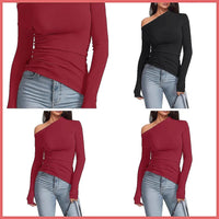 Off-Shoulder Slim Fit Long Sleeve Top