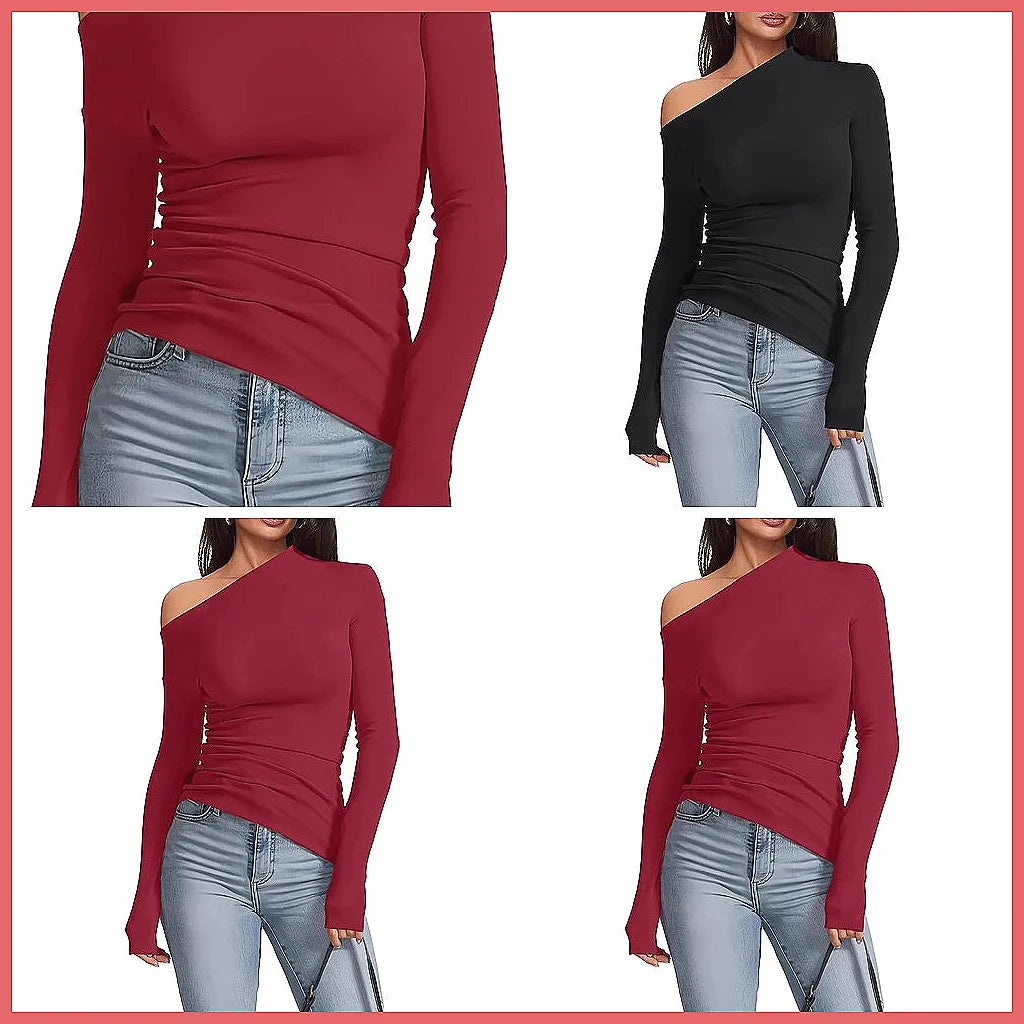 Off-Shoulder Slim Fit Long Sleeve Top