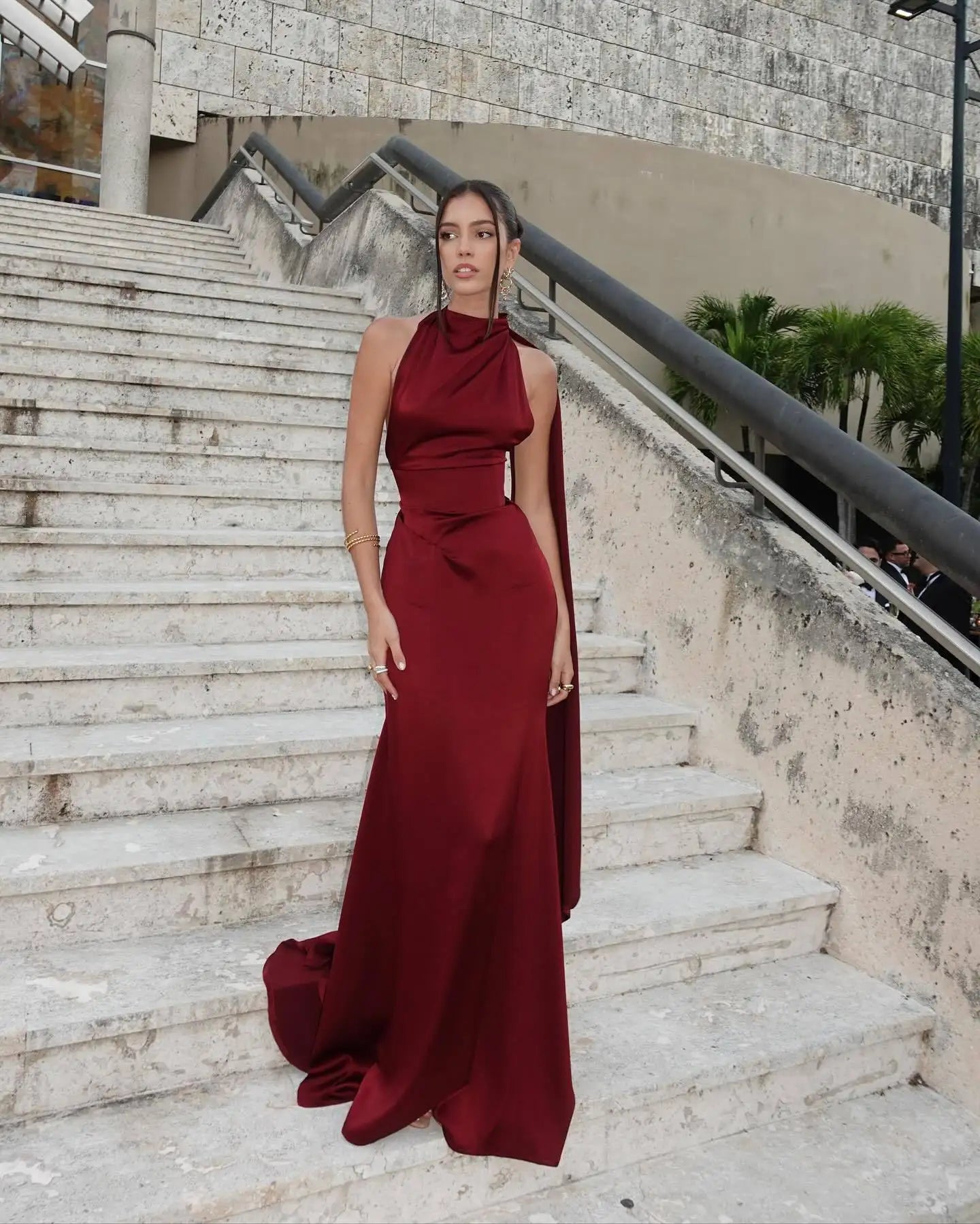 High Waist Back Bandage Sleeveless Satin Maxi Dress