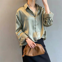 Long Sleeve Turn-Down Collar Blouse