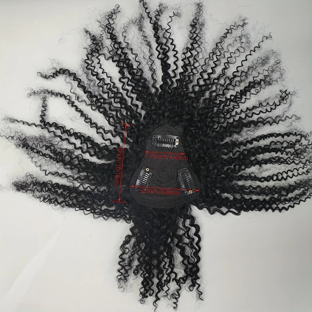Afro Kinky Curly Hair Topper with Bangs