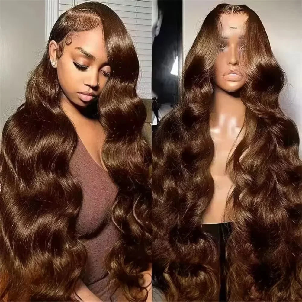 Chocolate Brown Body Wave HD Lace Wig – 13x4 | 200–230 Density