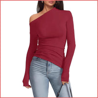 Off-Shoulder Slim Fit Long Sleeve Top
