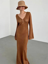 Sexy Hollow-Out Knit Crochet Bikini Cover-Up Maxi Dress