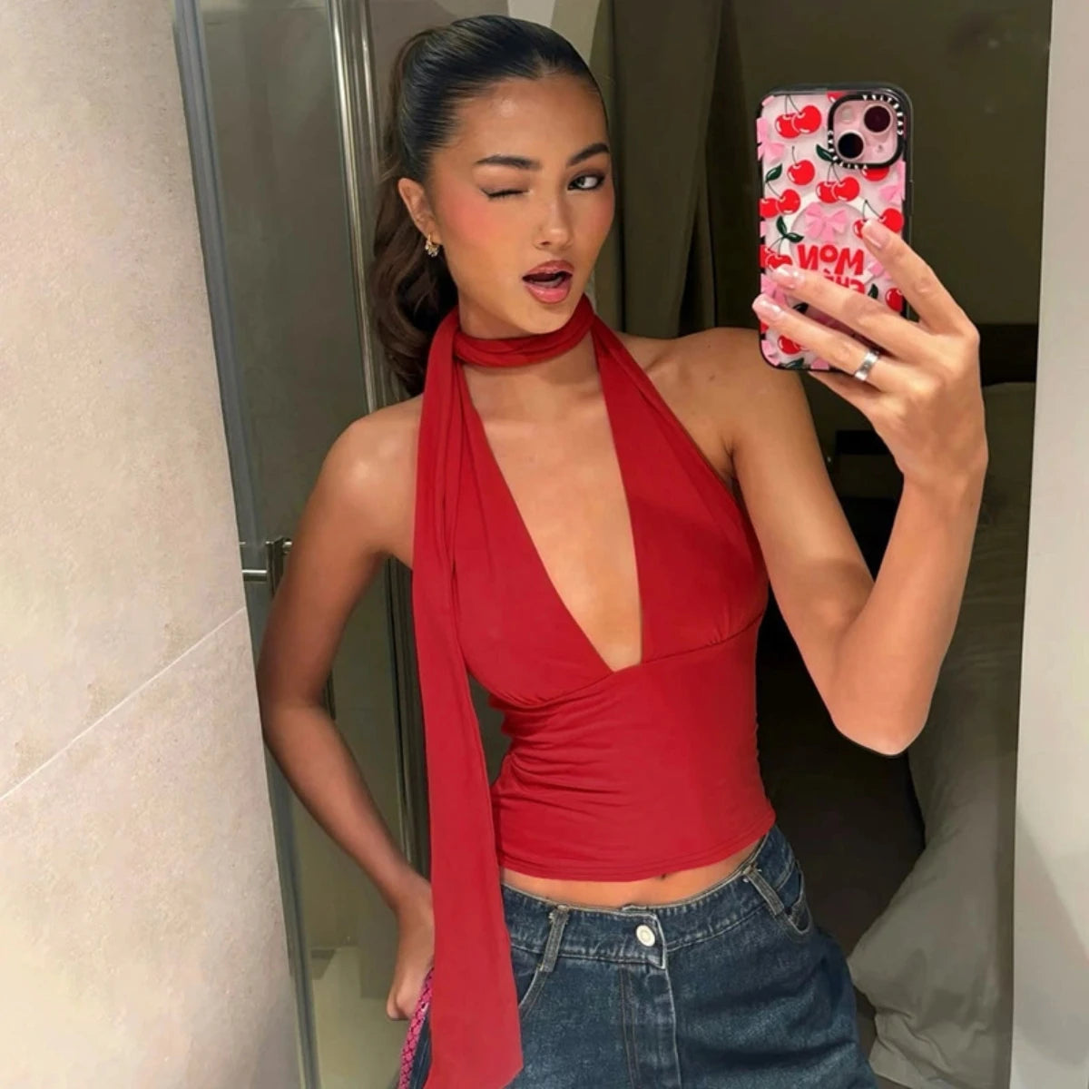 Scarf Backless Tank Top