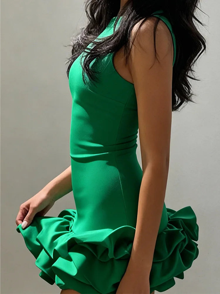 3D Floral Patchwork Backless Sleeveless Mini Dress