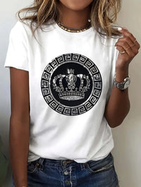 Luxury Crown Medallion Graphic Tee – White