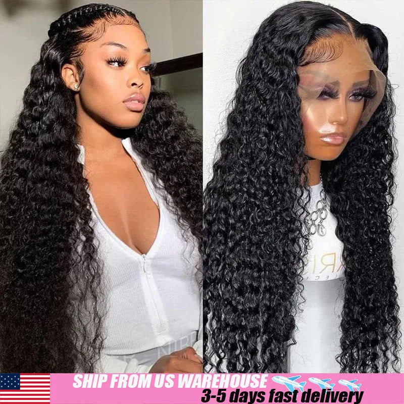 Natural Black Curly & Wave HD Lace Wig – 13x4 & 13x6 | 180% & 200% Density | 16–40 Inches