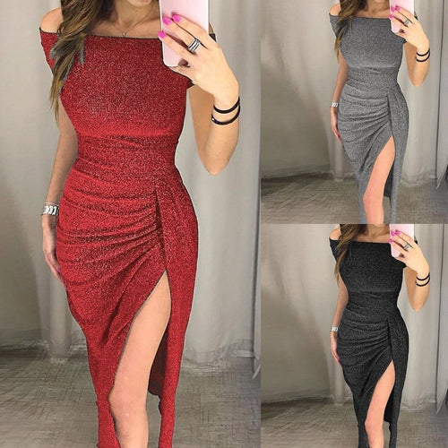 Sparkling High Slit Party Dress