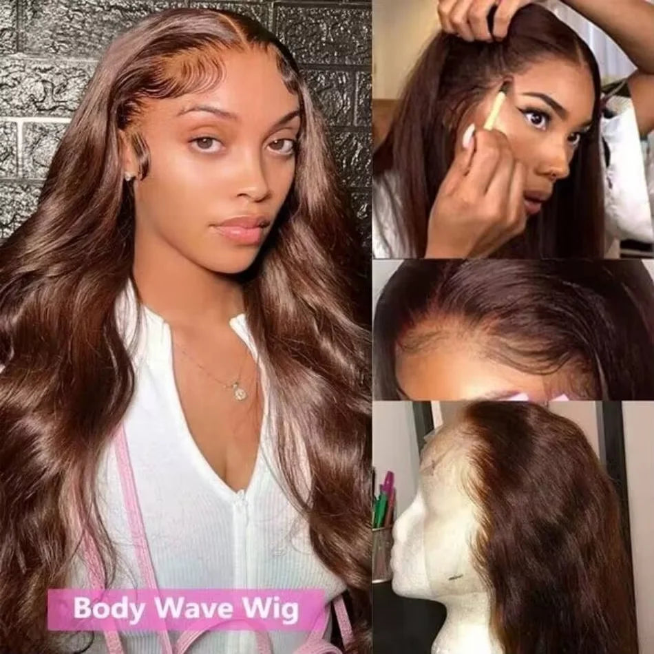 Chocolate Brown Body Wave HD Lace Front Human Hair Wig