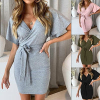 V-Neck Bodycon Mini Dress