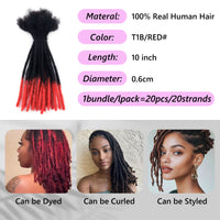 Human Hair Dreadlock Extensions – 1B Red