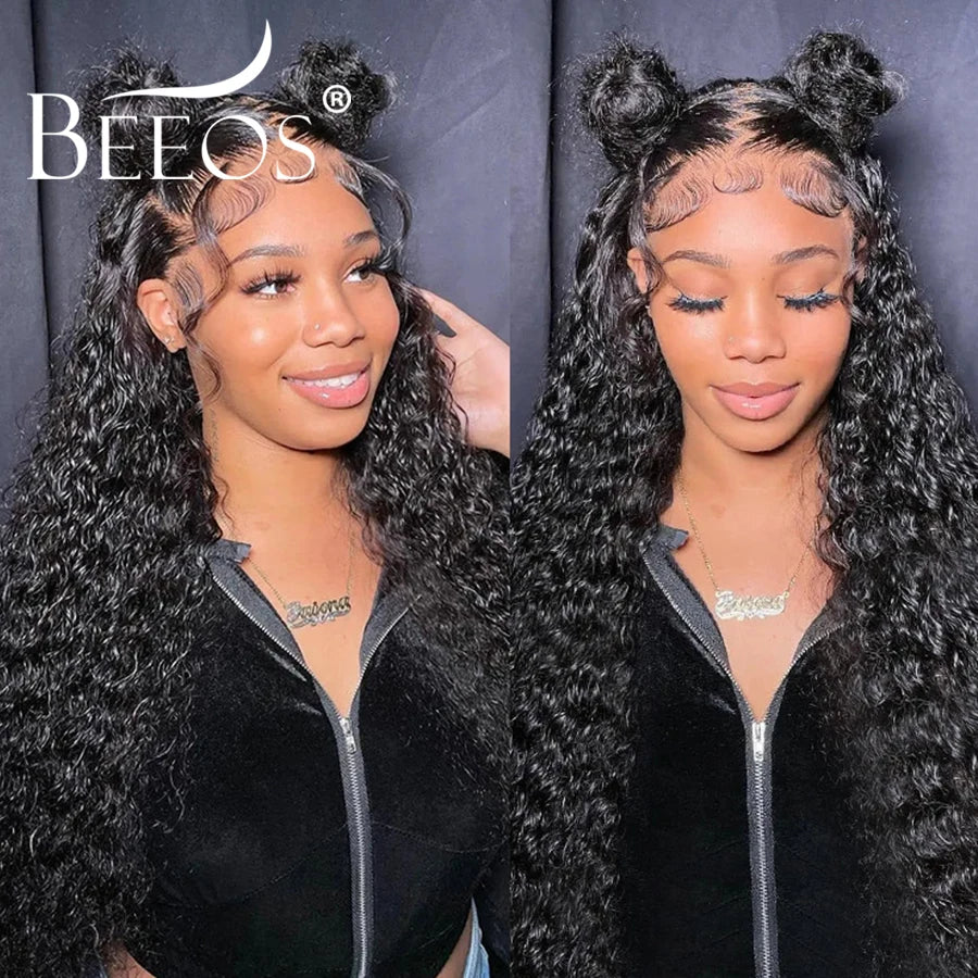 Jet Black Curly 13x6 HD Lace Frontal Wig – Pre Plucked Remy Hair
