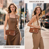 Shoulder Bag for Women, Genuine Leather Crossbody Bag Handbag with Removable Adjustable Straps