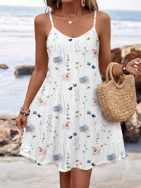 Black Floral Print Sleeveless Knit Mini Dress