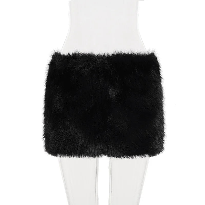 Faux Fur Bodycon Mini Skirt
