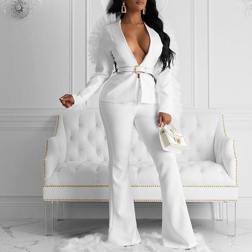 Ruffle Organza Patchwork Blazer Jumpsuit