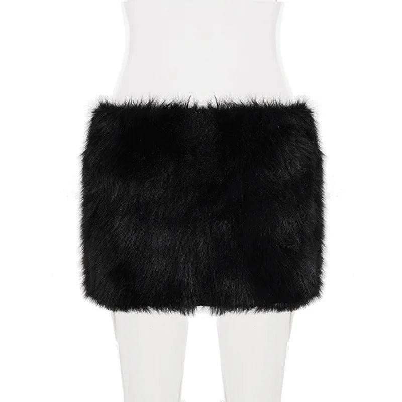 Faux Fur Bodycon Mini Skirt