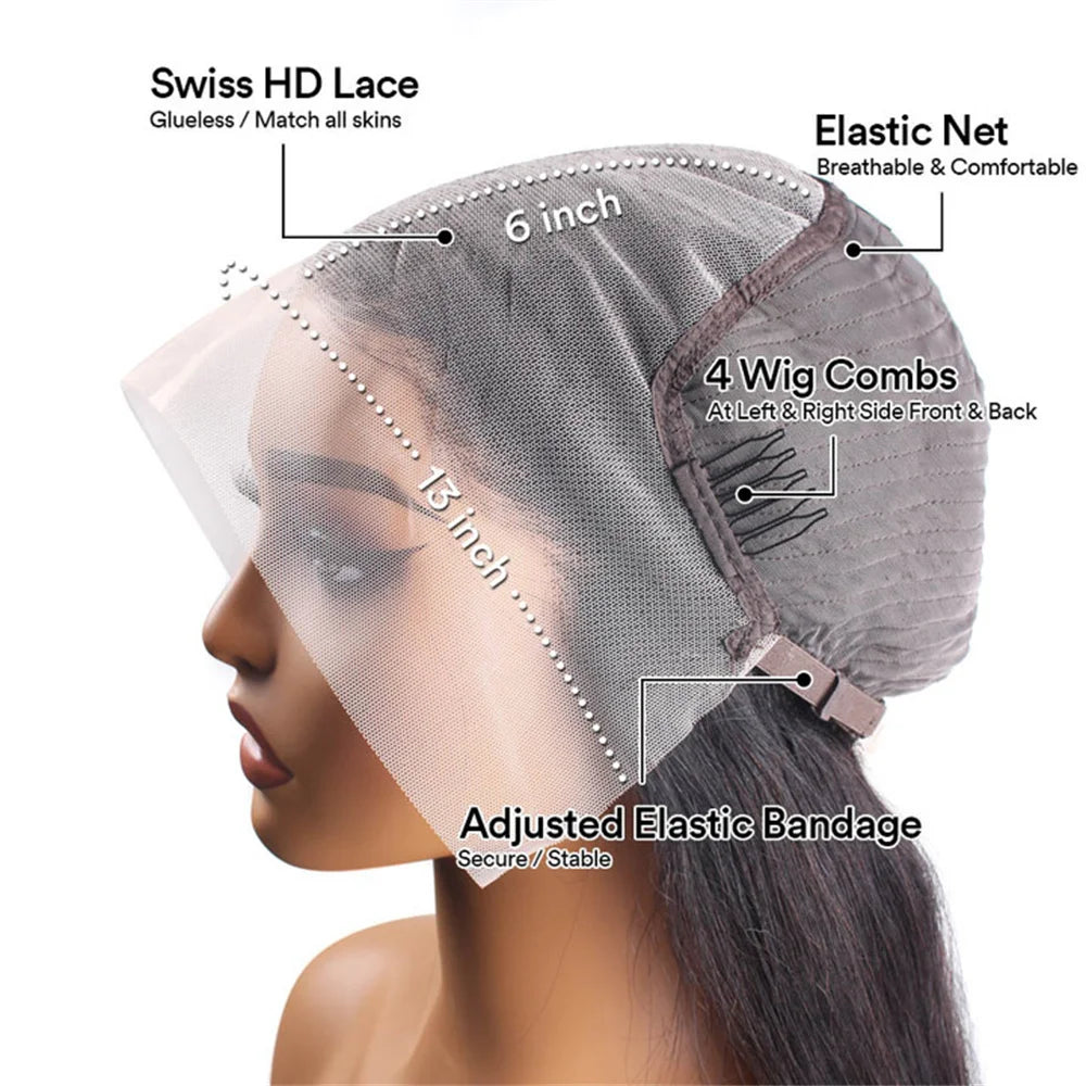 Natural Black Body Wave 360 HD Lace Wig – 13x4 & 13x6 | 200% & 250% Density