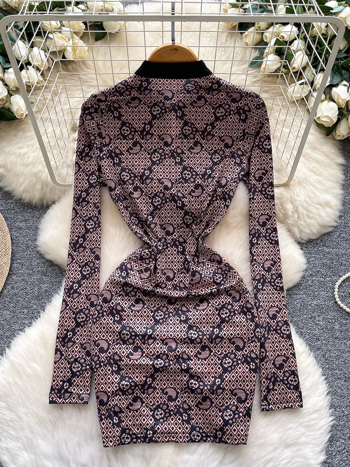 Lace Long Sleeve Bodycon Mini Dress