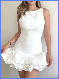 3D Floral Patchwork Backless Sleeveless Mini Dress
