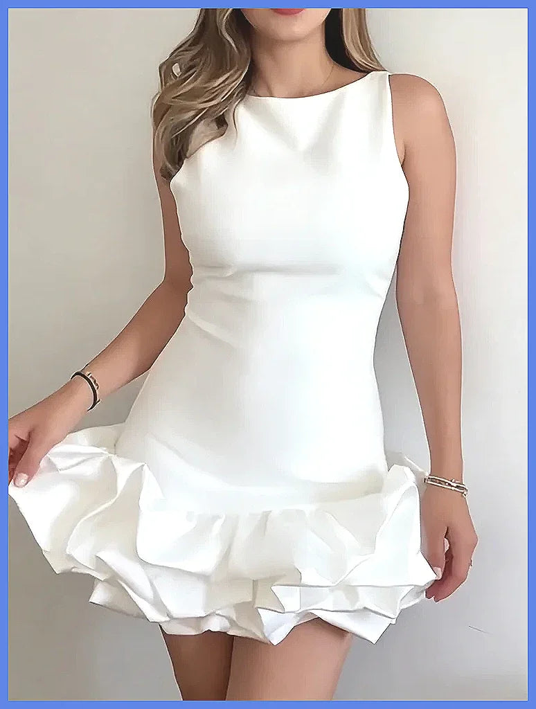 3D Floral Patchwork Backless Sleeveless Mini Dress
