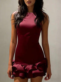 3D Floral Patchwork Backless Sleeveless Mini Dress