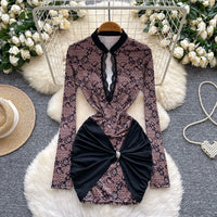 Lace Long Sleeve Bodycon Mini Dress