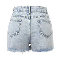 Women'S Jeans Shorts Casual Summer Fashion Ripped Jeans Pants with Holes Washed Color High-Waisted Fashion Denim Shorts 2024