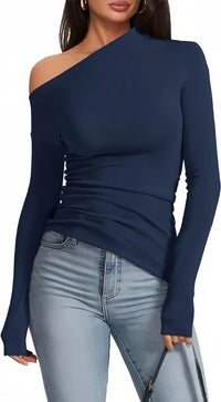 Off-Shoulder Slim Fit Long Sleeve Top