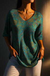 Alexandra | Women'S Retro Art Print Casual Pullover Knit