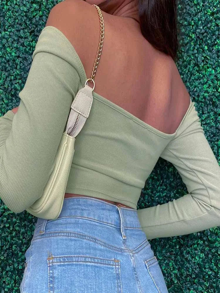 Hollow-Out Backless Ribbed Crop Top