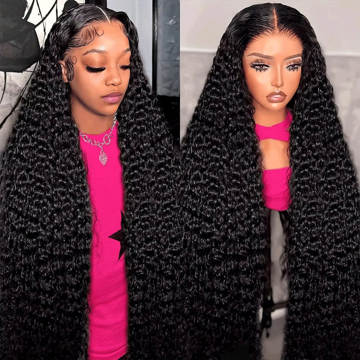 Natural Color 13x6 Full Frontal Deep Wave 360 HD Transparent Lace Long Curly 4x4 5x5 Closure Remy Human Hair Pre plucked Wigs