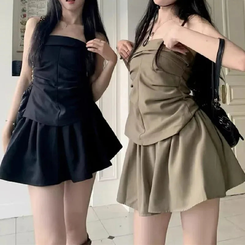 Strapless Tank Top & Mini Skirt Set