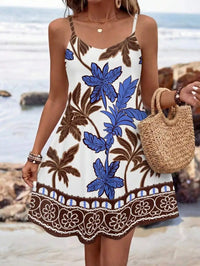 Black Floral Print Sleeveless Knit Mini Dress