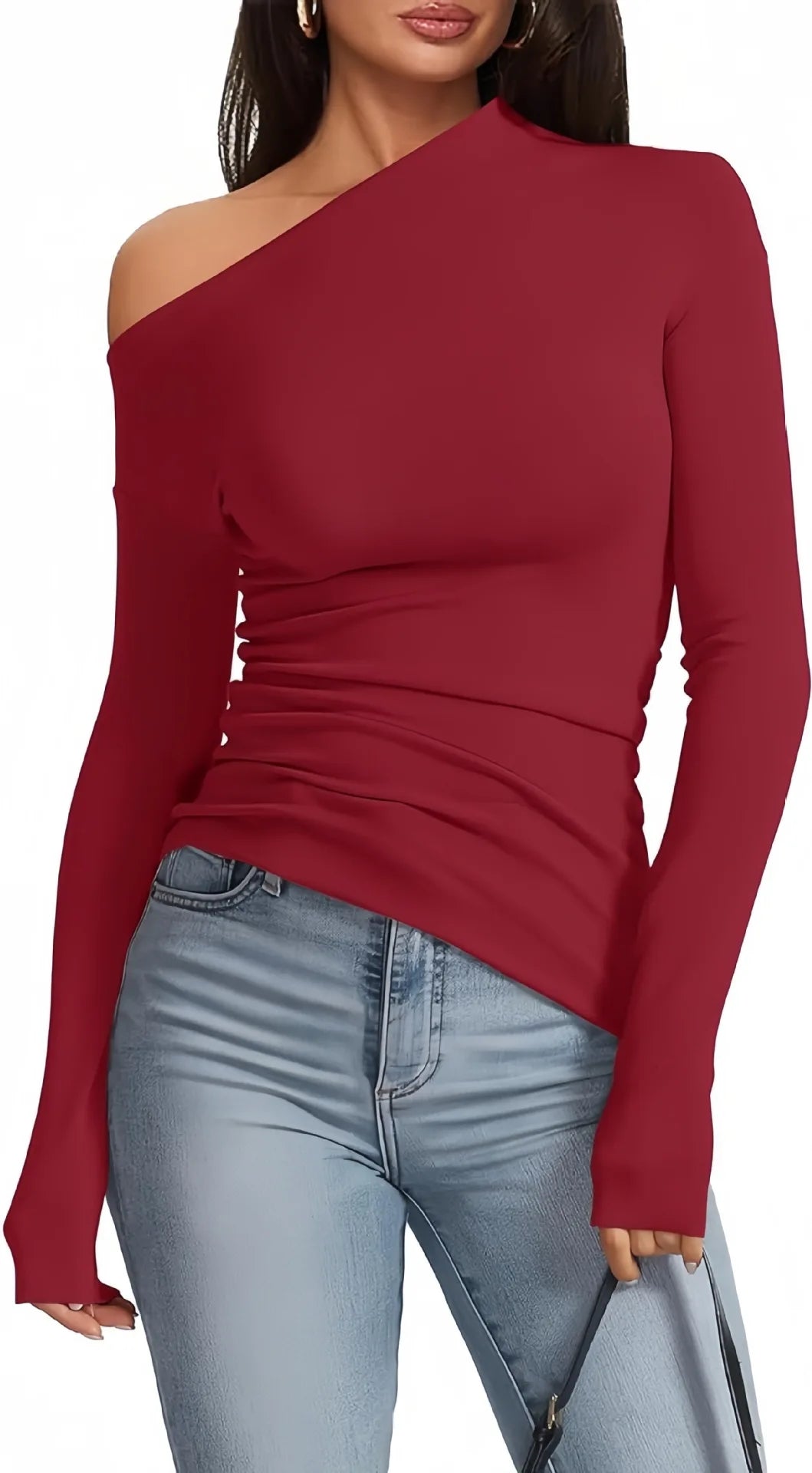 Off-Shoulder Slim Fit Long Sleeve Top