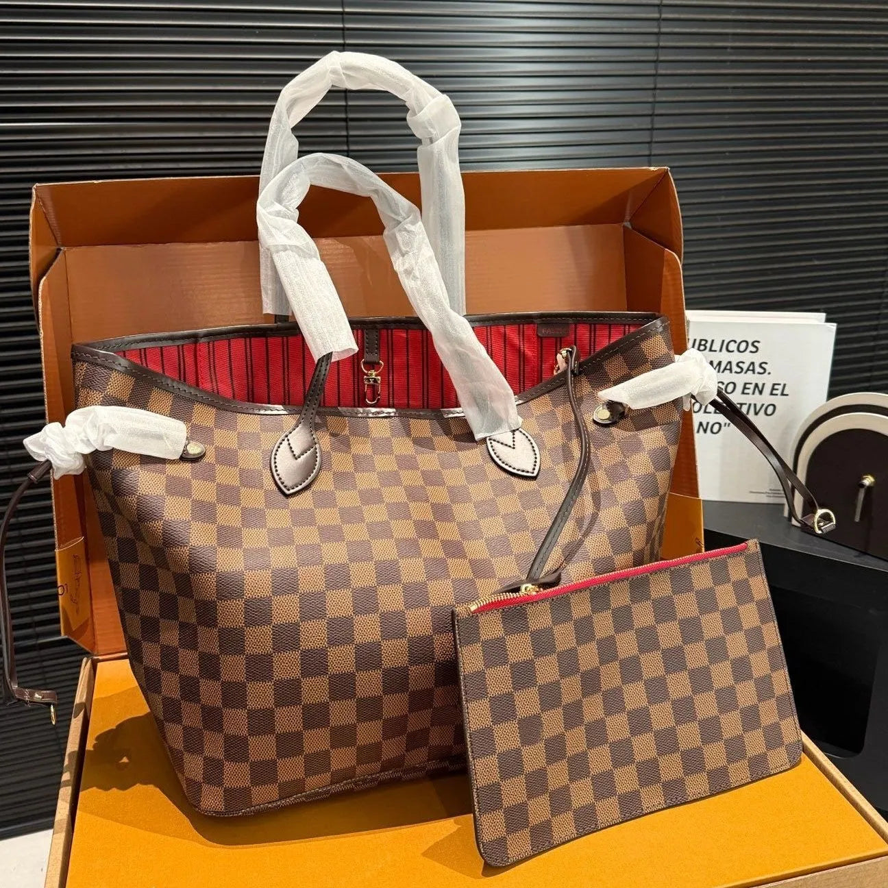 Designer Bag Tote Bag Woman Large Handbags Leather Shopping Purse Women High Quality Luxury Classic Flower Checked Shoulder Bag MM Size Handbags Travel Bag 5A