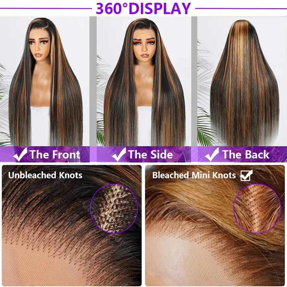 1B30 Highlight Straight HD Lace Wig – 13x4 & 13x6