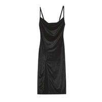 Velvet Swing Collar Slit Maxi Dress
