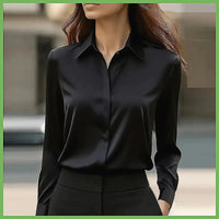 Long Sleeve Turn-Down Collar Formal Blouse