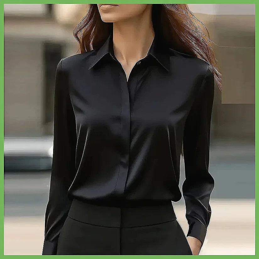 Long Sleeve Turn-Down Collar Formal Blouse