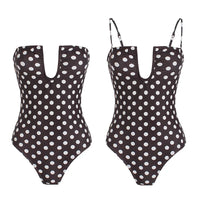 Polka Dot Cut-Out Deep U-Neck Monokini