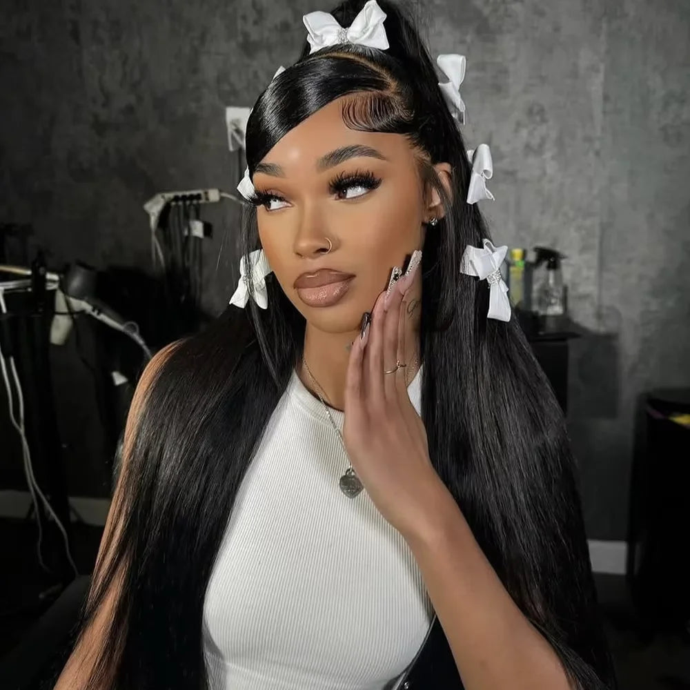 Bone Straight HD Lace Wig – Natural Black | 13x4, 13x6, 7x6 & 360 | 220 Density