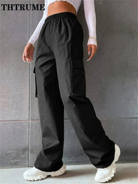 High Waist Wide-Leg Cargo Trousers