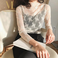 Half-High Collar Sheer Mesh Base Top