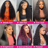 Natural Color 13x6 Full Frontal Deep Wave 360 HD Transparent Lace Long Curly 4x4 5x5 Closure Remy Human Hair Pre plucked Wigs