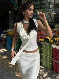 V-Neck Bandage Knit Tank Top