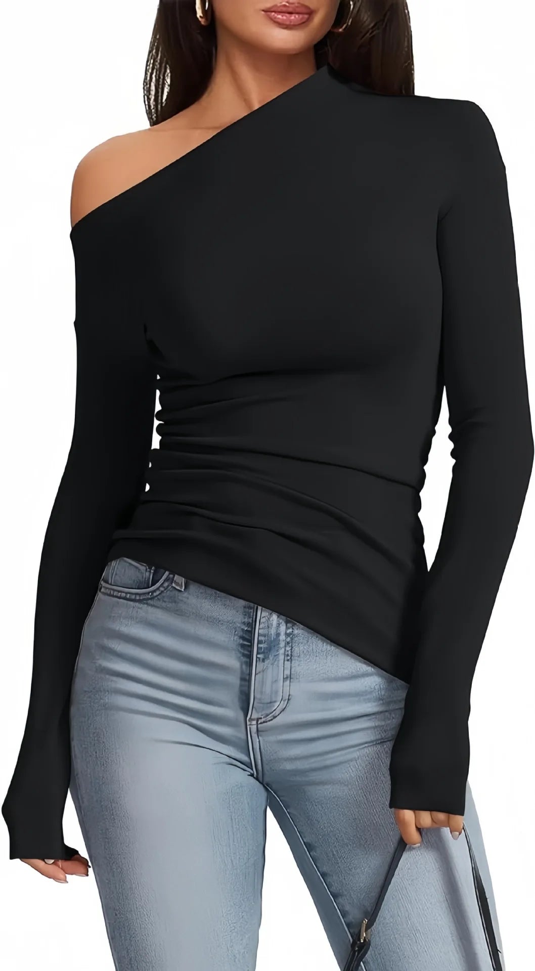 Off-Shoulder Slim Fit Long Sleeve Top