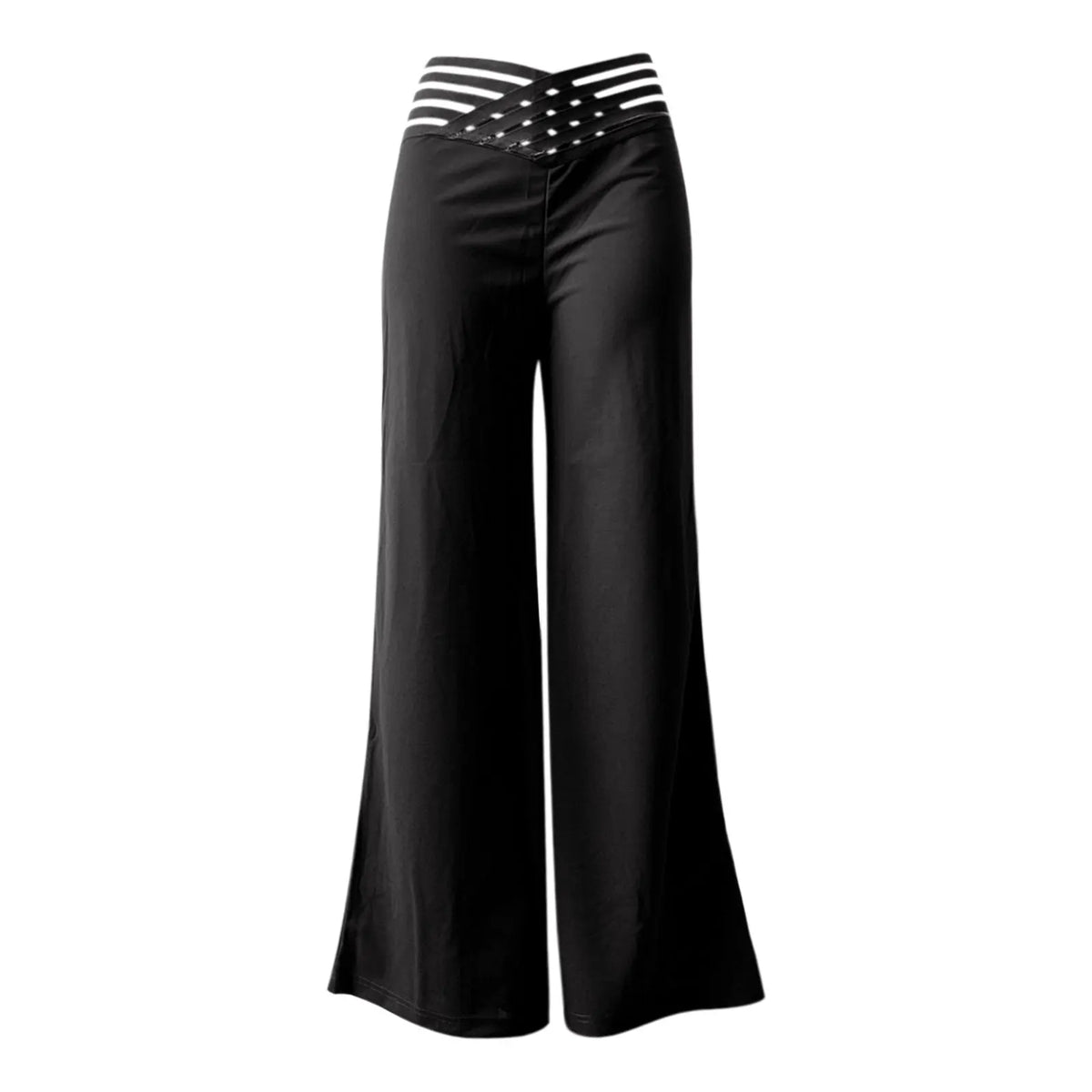 High Waist Mesh Patch Wide-Leg Trousers